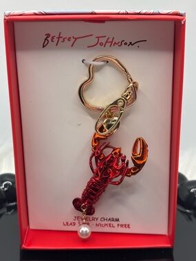 Betsey Johnson Red Lobster Charm Keychain